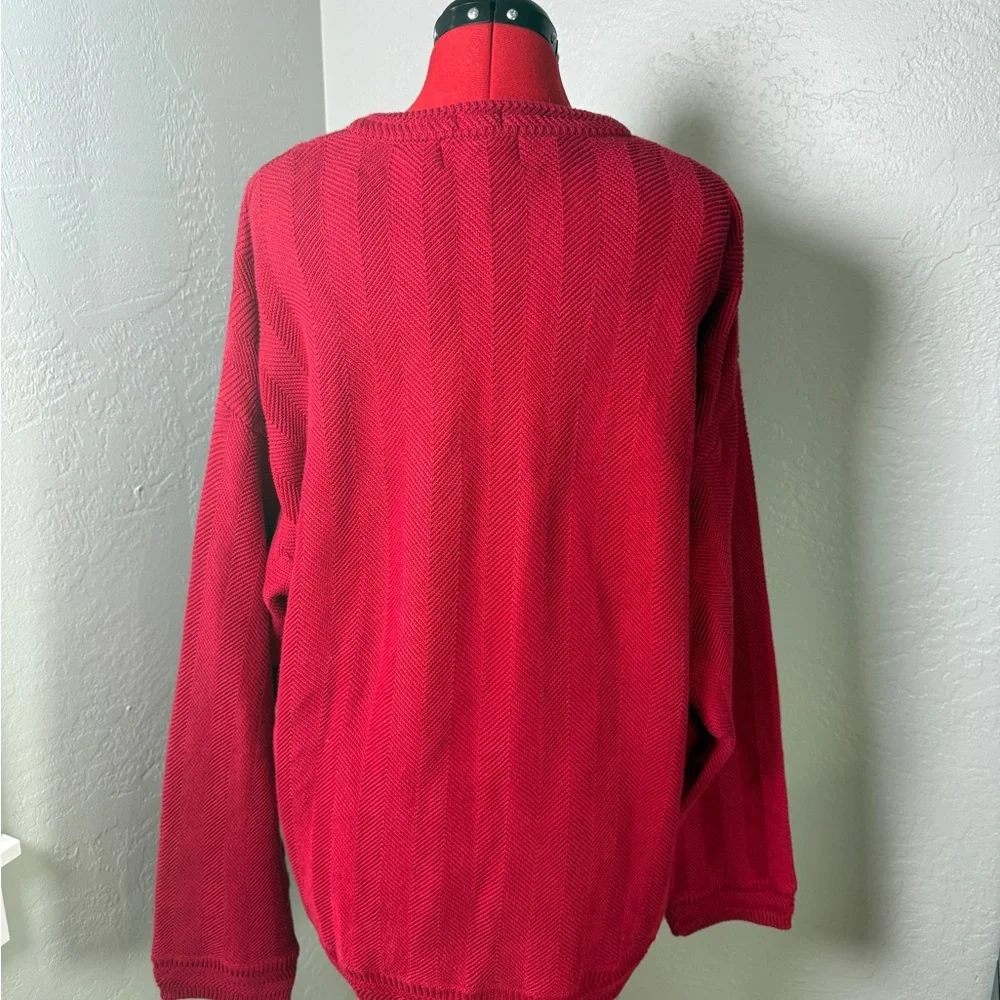 Chaps Ralph Lauren Retro Red Chevron Knit 100% Cotton Sweater Size XXL